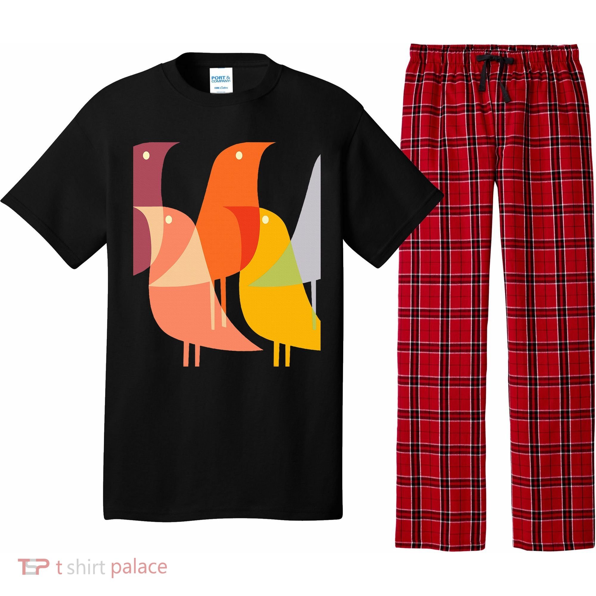 Bird Print Art Deco 60s Style Minimal Hippy Retro Cool Pajama Set