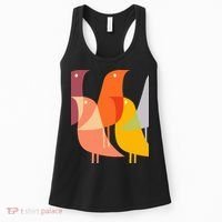 Bird Print Art Deco 60s Style Minimal Hippy Retro Cool Women's Tank Top thumb 0