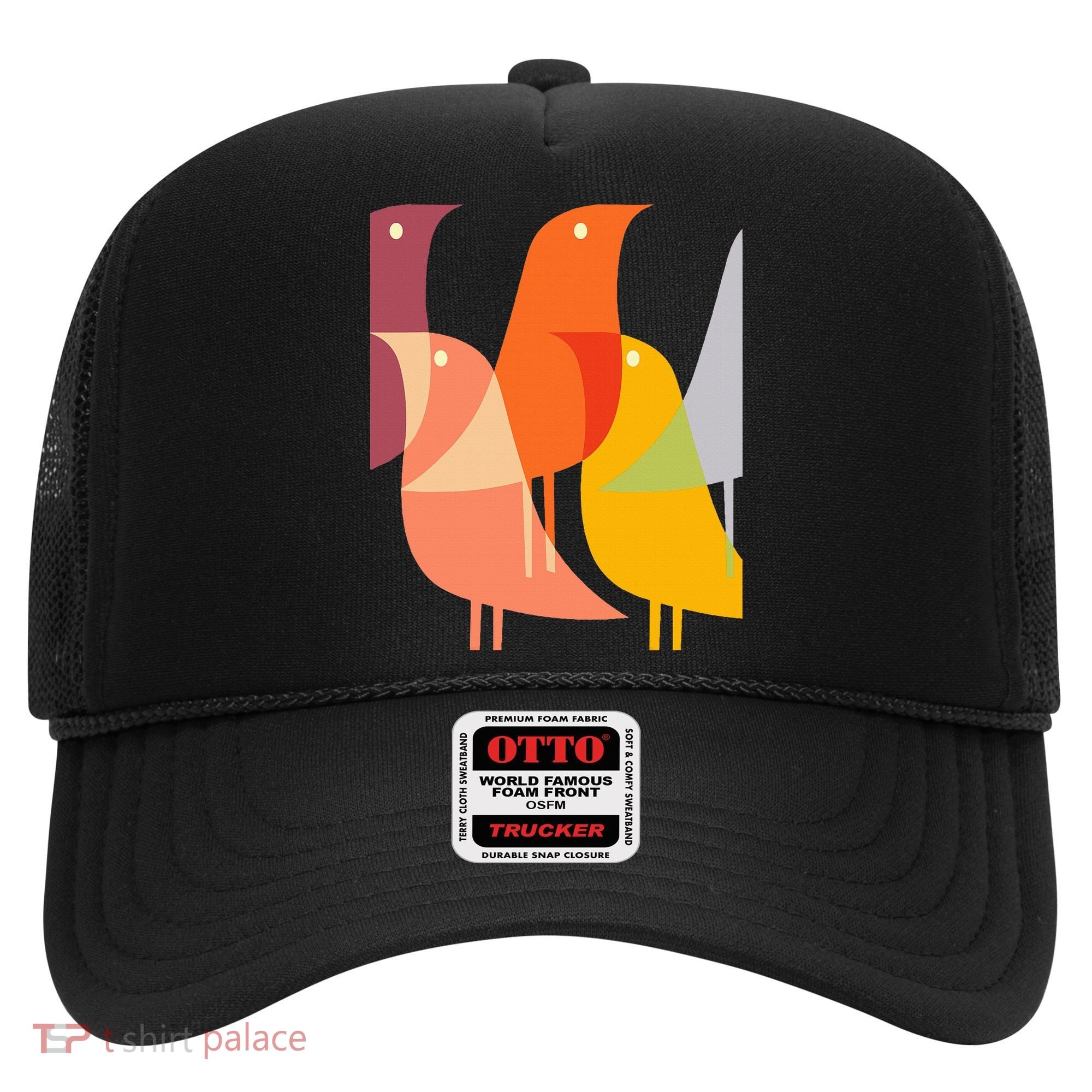 Bird Print Art Deco 60s Style Minimal Hippy Retro Cool Hat