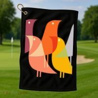Bird Print Art Deco 60s Style Minimal Hippy Retro Cool Golf Towel thumb 1
