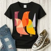 Bird Print Art Deco 60s Style Minimal Hippy Retro Cool Women's T-Shirt thumb 3