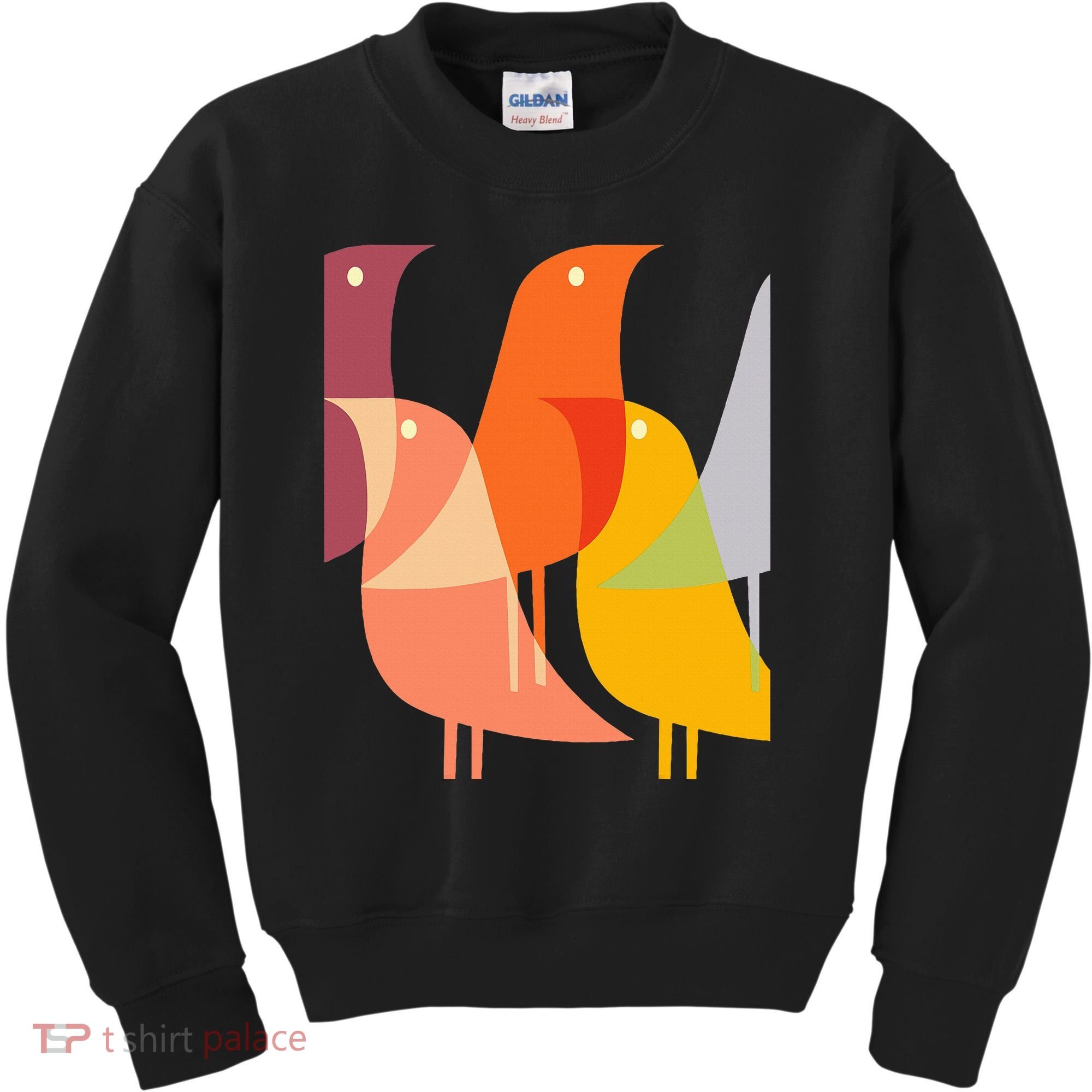 Bird Print Art Deco 60s Style Minimal Hippy Retro Cool Kids Sweatshirt