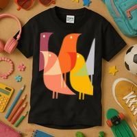Bird Print Art Deco 60s Style Minimal Hippy Retro Cool Kids T-Shirt thumb 3