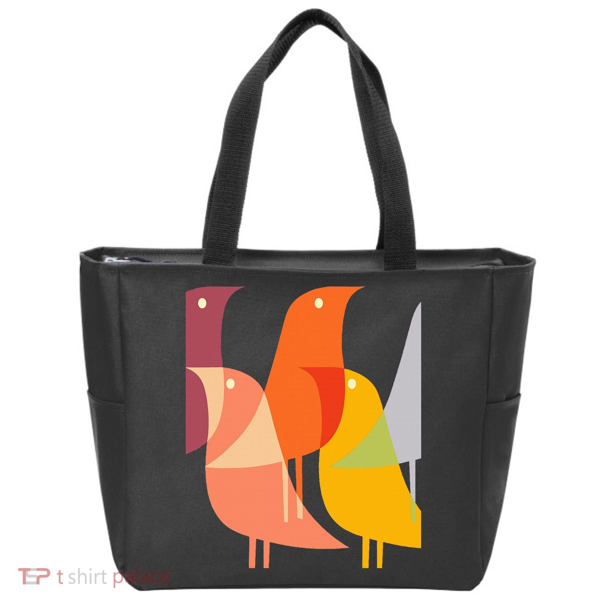 Bird Print Art Deco 60s Style Minimal Hippy Retro Cool Tote Bag