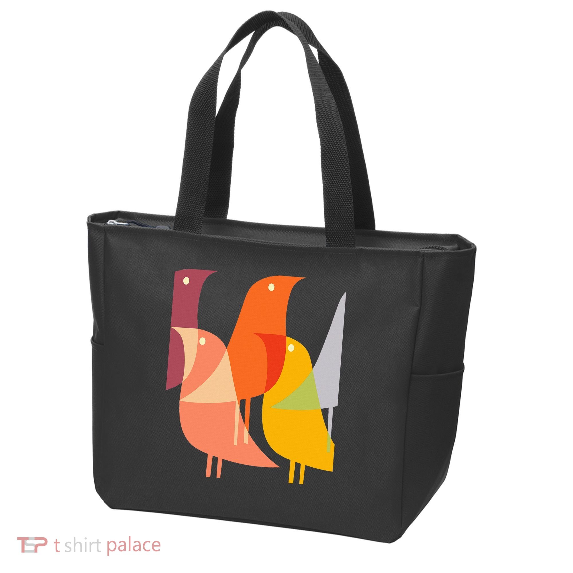 Bird Print Art Deco 60s Style Minimal Hippy Retro Cool Tote Bag