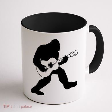 Bigfoot Playing Acoustic Guitar Coffee Mug back