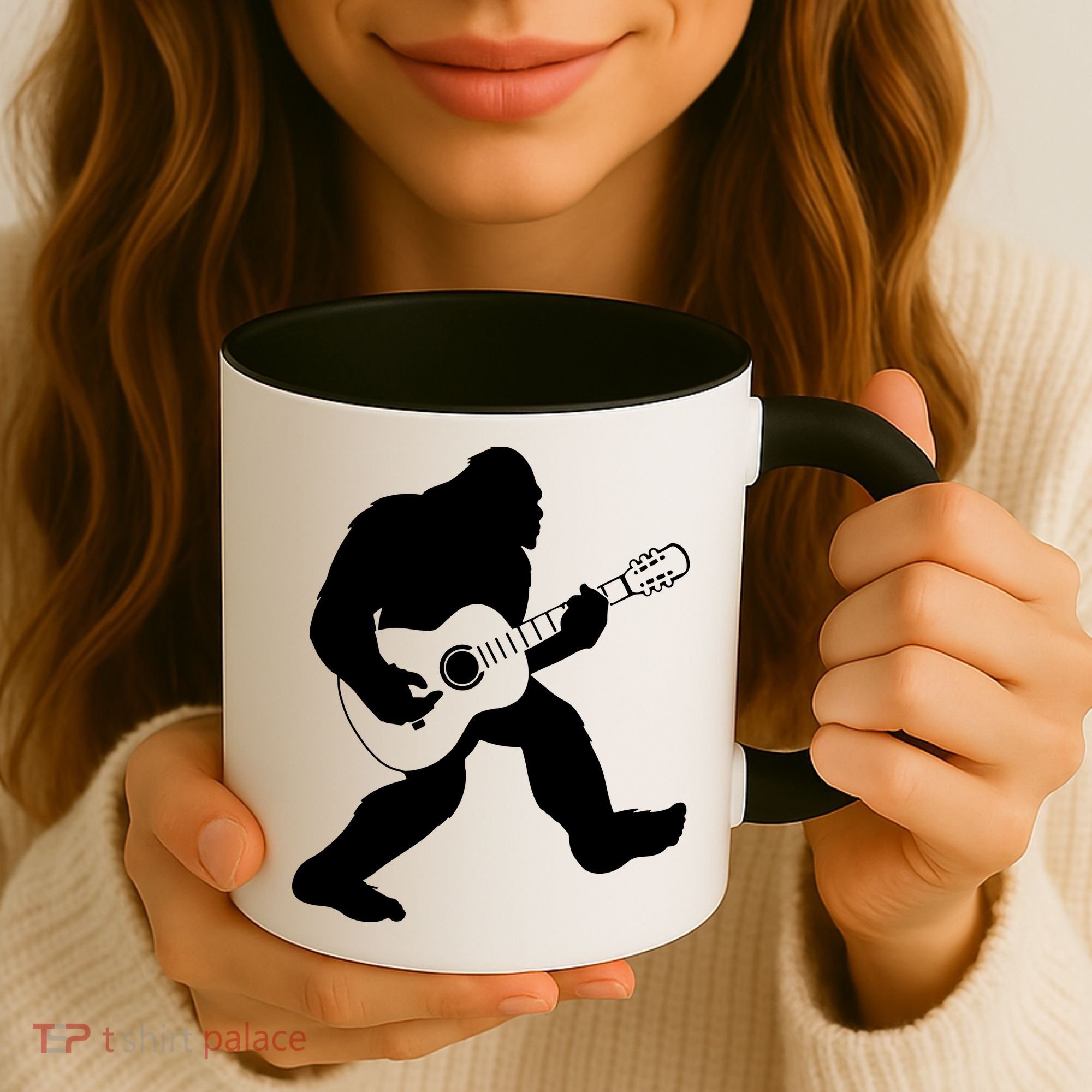 Bigfoot Playing Acoustic Guitar Coffee Mug