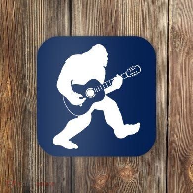 Bigfoot Playing Acoustic Guitar Coaster