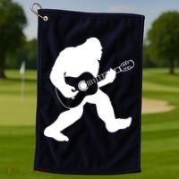 Bigfoot Playing Acoustic Guitar Golf Towel thumb 1