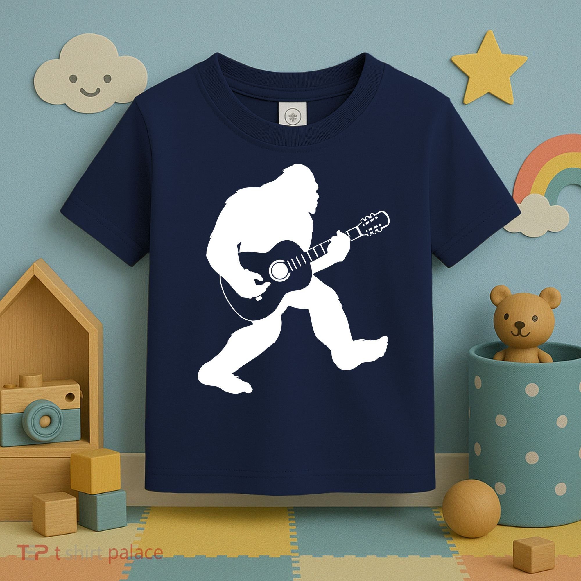 Bigfoot Playing Acoustic Guitar Toddler T-Shirt