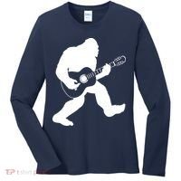 Bigfoot Playing Acoustic Guitar Women's Long Sleeve Shirt thumb 0