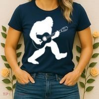 Bigfoot Playing Acoustic Guitar Women's T-Shirt thumb 2