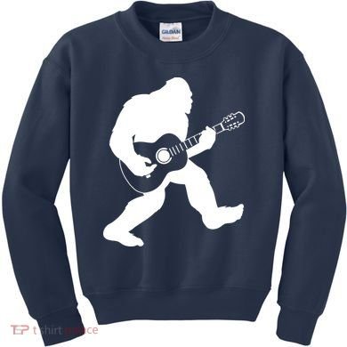 Bigfoot Playing Acoustic Guitar Kids Sweatshirt