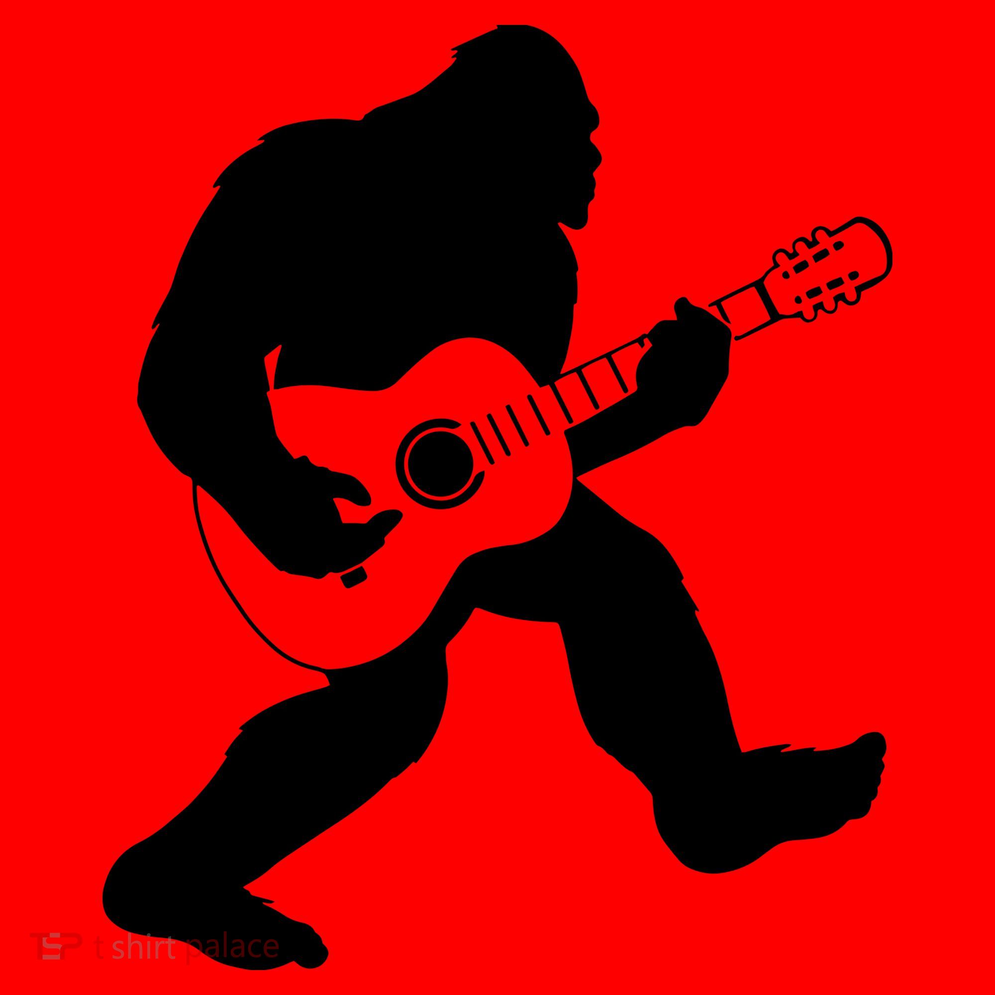 Bigfoot Playing Acoustic Guitar Santa Hat