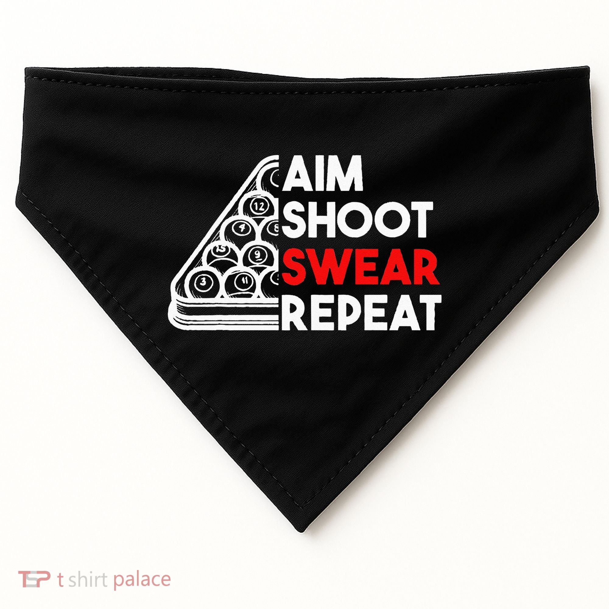 Billiard Pool Aim Shoot Swear Repeat USA-Made Doggie Bandana