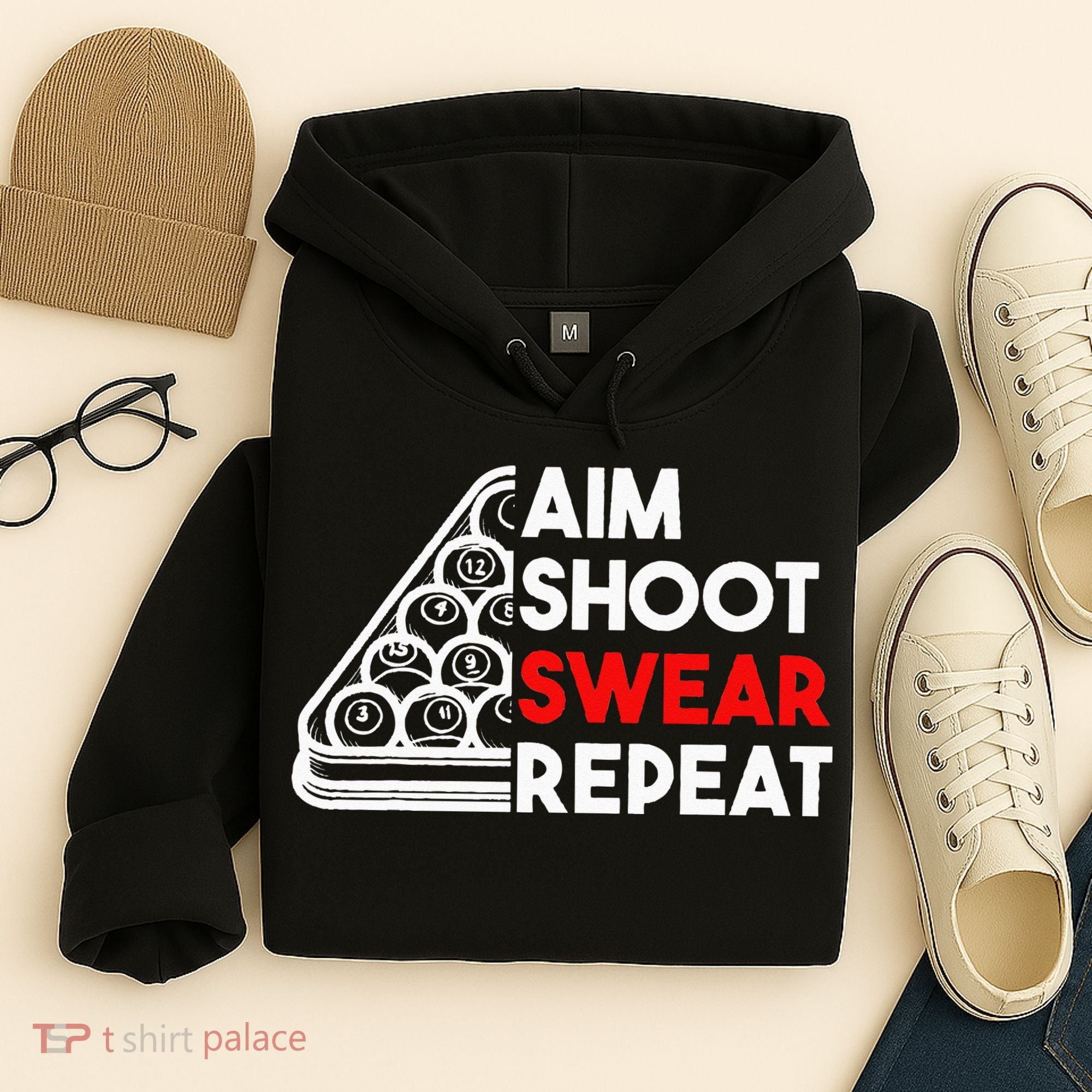 Billiard Pool Aim Shoot Swear Repeat Hoodie