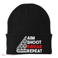 Billiard Pool Aim Shoot Swear Repeat Beanie thumb 0