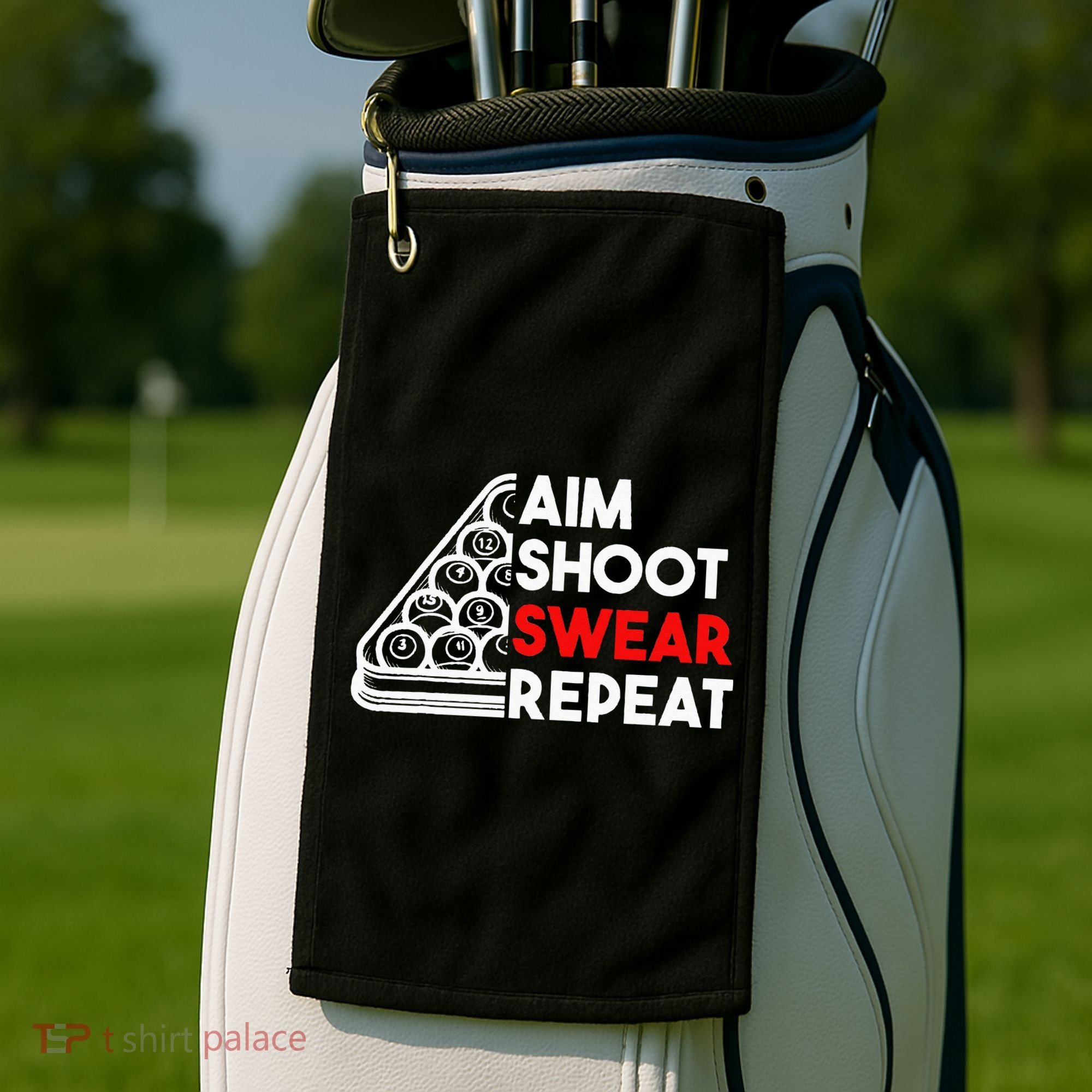 Billiard Pool Aim Shoot Swear Repeat Golf Towel