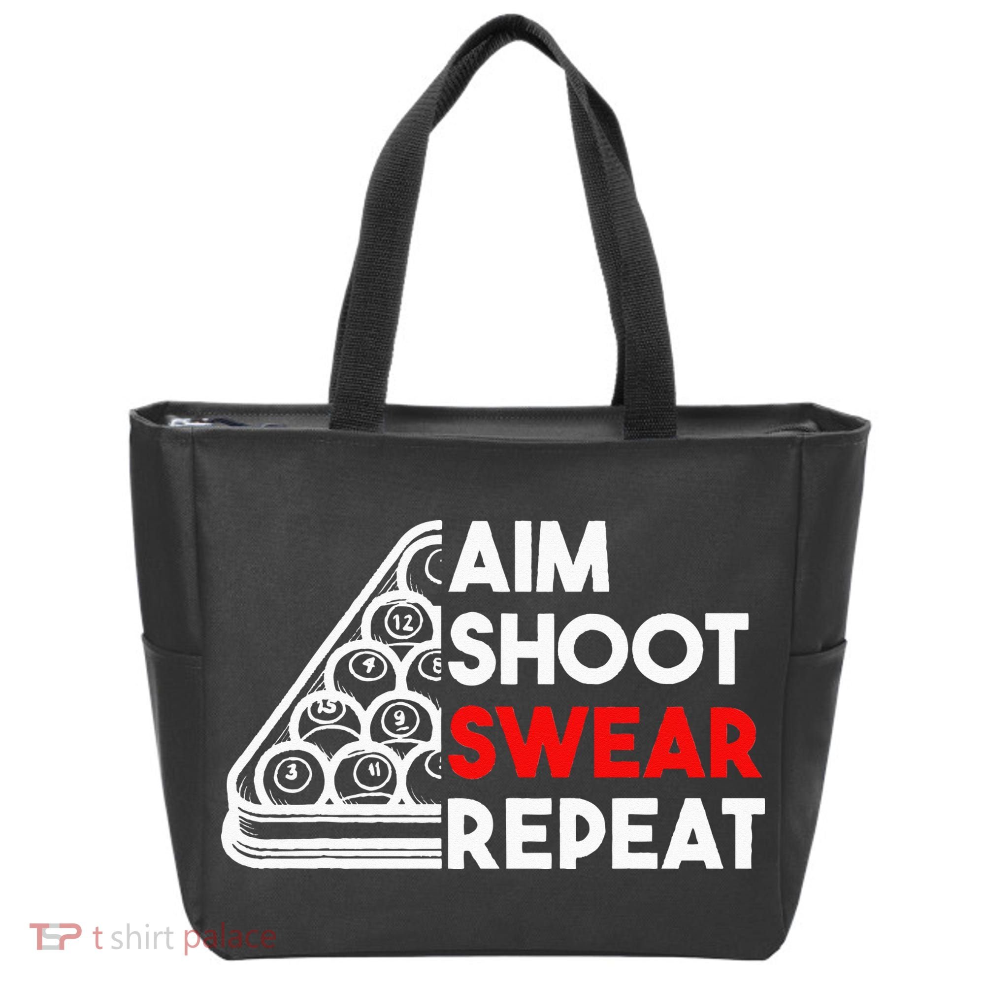 Billiard Pool Aim Shoot Swear Repeat Tote Bag