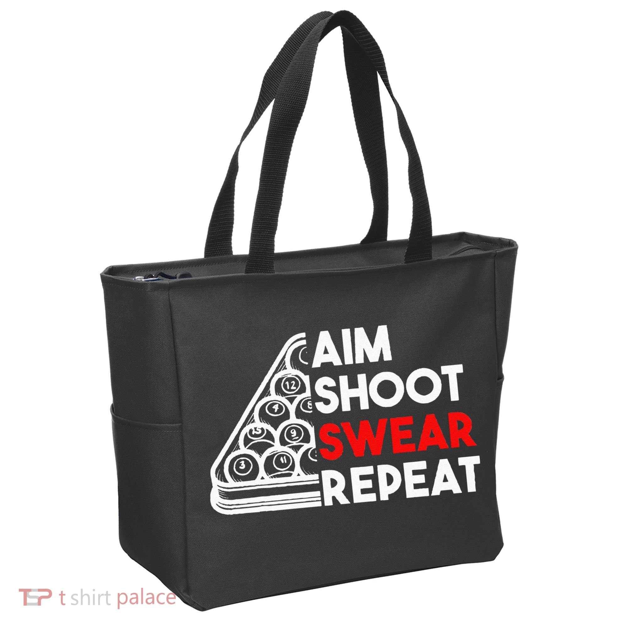 Billiard Pool Aim Shoot Swear Repeat Tote Bag