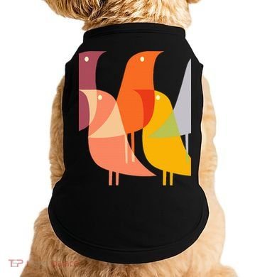 Bird Print Art Deco 60s Style Minimal Hippy Doggie Tank