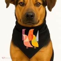 Bird Print Art Deco 60s Style Minimal Hippy USA-Made Doggie Bandana thumb 1