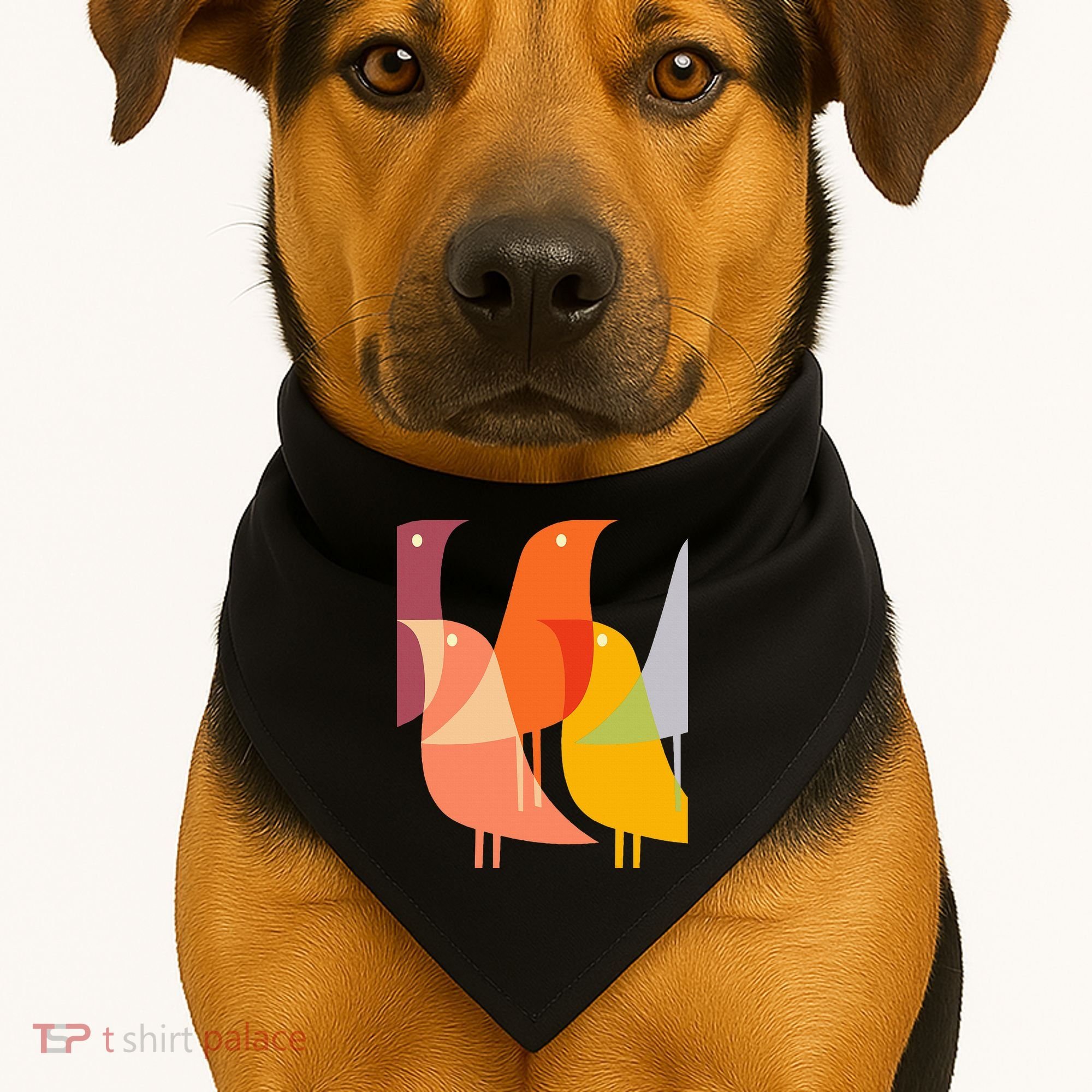 Bird Print Art Deco 60s Style Minimal Hippy USA-Made Doggie Bandana