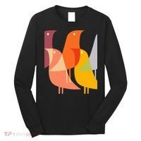 Bird Print Art Deco 60s Style Minimal Hippy Long Sleeve Shirt thumb 0