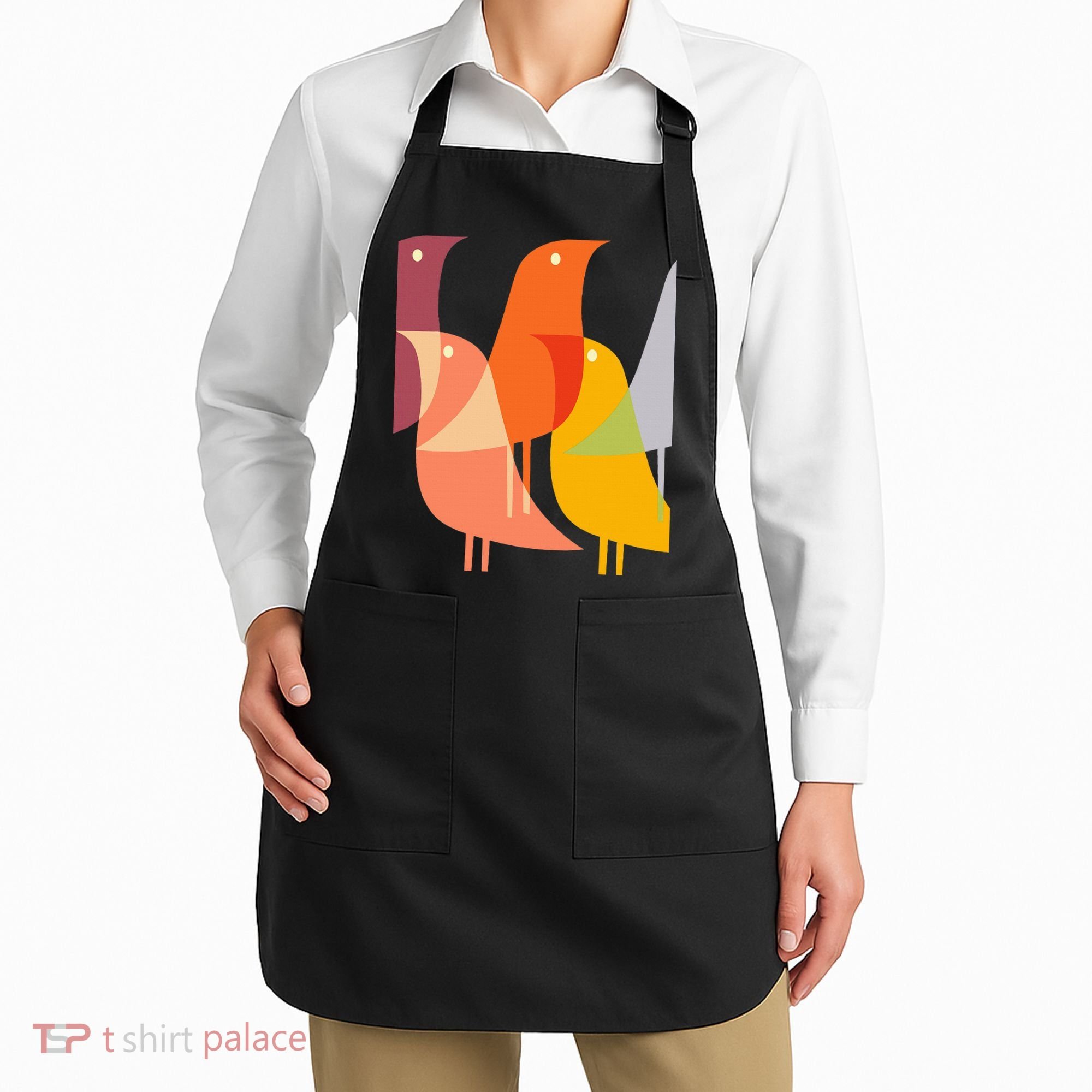 Bird Print Art Deco 60s Style Minimal Hippy Apron