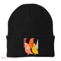 Bird Print Art Deco 60s Style Minimal Hippy Beanie thumb 0
