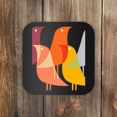 Bird Print Art Deco 60s Style Minimal Hippy Coaster