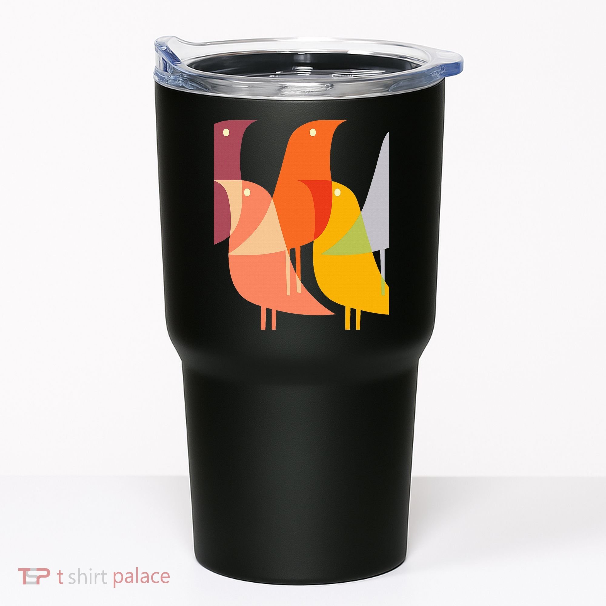 Bird Print Art Deco 60s Style Minimal Hippy Tumbler