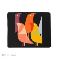 Bird Print Art Deco 60s Style Minimal Hippy Mousepad thumb 0