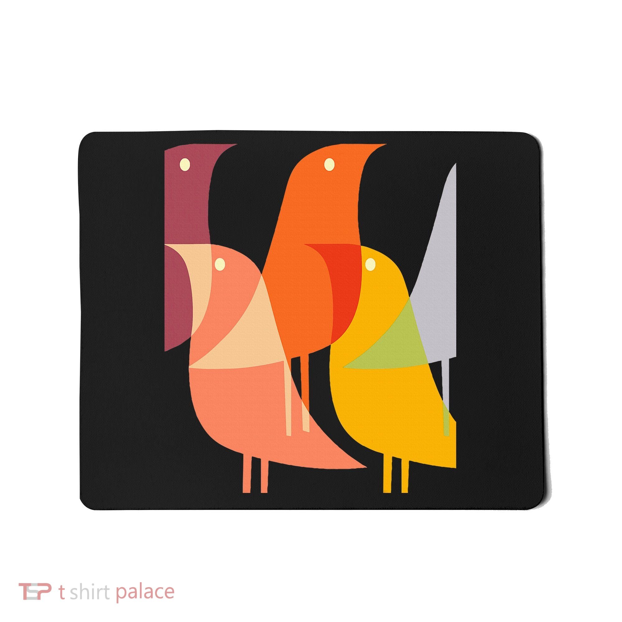 Bird Print Art Deco 60s Style Minimal Hippy Mousepad