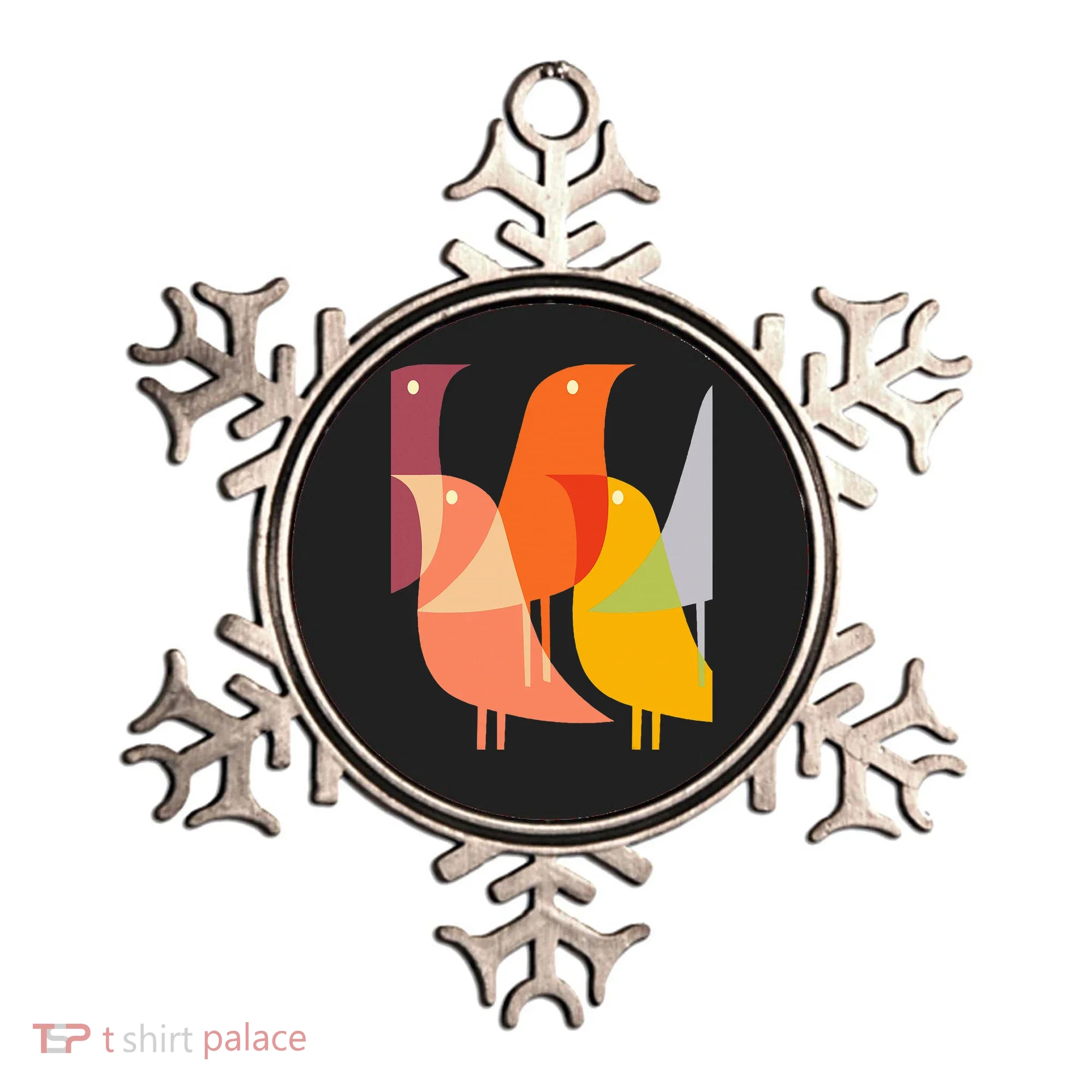 Bird Print Art Deco 60s Style Minimal Hippy Ornament