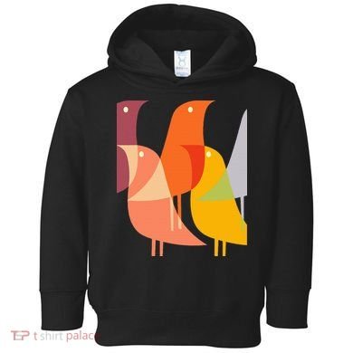 Bird Print Art Deco 60s Style Minimal Hippy Toddler Hoodie