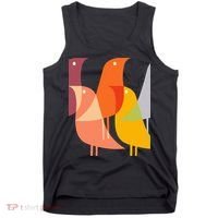 Bird Print Art Deco 60s Style Minimal Hippy Tank Top thumb 0