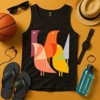 Bird Print Art Deco 60s Style Minimal Hippy Tank Top thumb 4