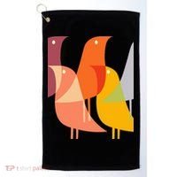 Bird Print Art Deco 60s Style Minimal Hippy Golf Towel thumb 0