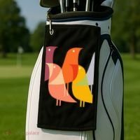 Bird Print Art Deco 60s Style Minimal Hippy Golf Towel thumb 2