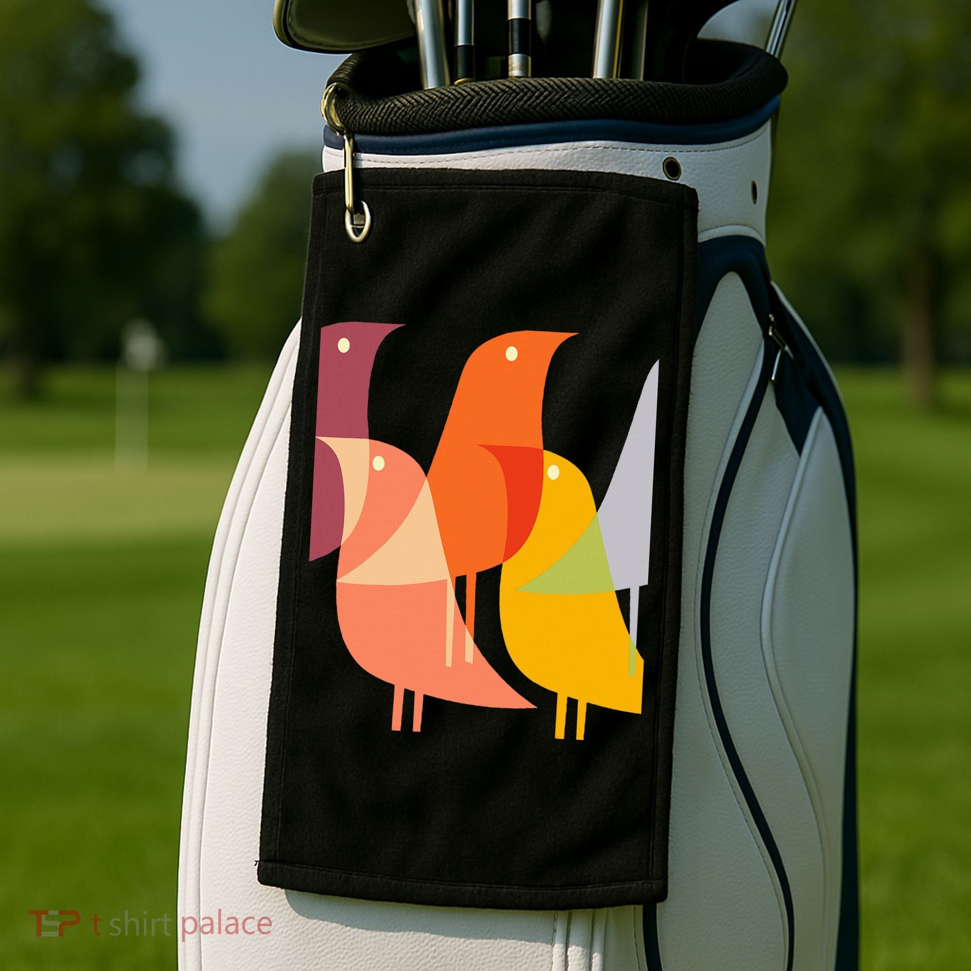Bird Print Art Deco 60s Style Minimal Hippy Golf Towel