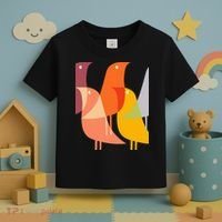 Bird Print Art Deco 60s Style Minimal Hippy Toddler T-Shirt thumb 3