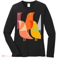 Bird Print Art Deco 60s Style Minimal Hippy Women's Long Sleeve Shirt thumb 0