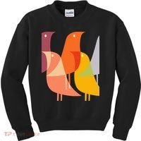 Bird Print Art Deco 60s Style Minimal Hippy Kids Sweatshirt thumb 0