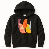 Bird Print Art Deco 60s Style Minimal Hippy Kids Hoodie thumb 0
