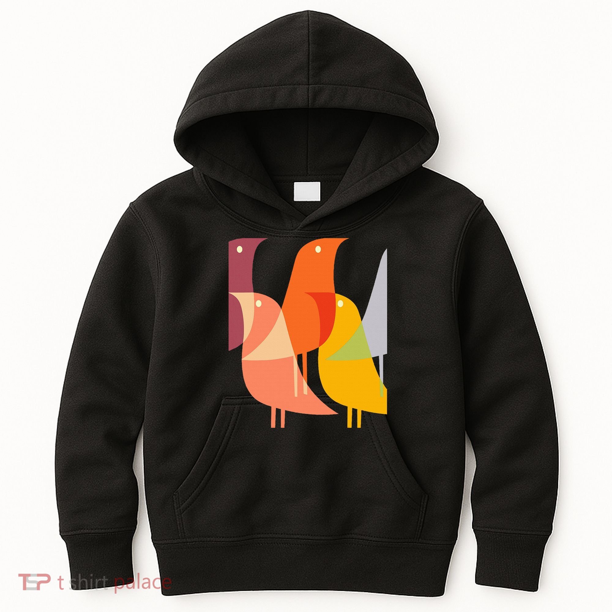 Bird Print Art Deco 60s Style Minimal Hippy Kids Hoodie