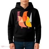 Bird Print Art Deco 60s Style Minimal Hippy Kids Hoodie thumb 4