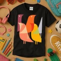 Bird Print Art Deco 60s Style Minimal Hippy Kids T-Shirt thumb 3