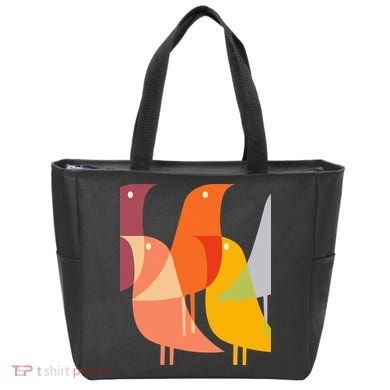 Bird Print Art Deco 60s Style Minimal Hippy Tote Bag