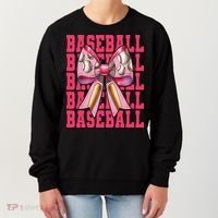 Baseball Player Baseball Girl Mom Mothers Day Coquette Bow Women's Sweatshirt thumb 0